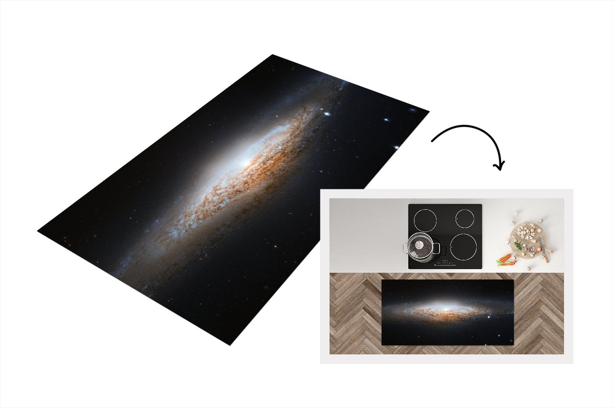 KitchenYeah Keukenloper - Loper keuken - Heelal - Licht - Sterrenstelsel - 120x60 cm - Keukenloper vinyl Multicolor