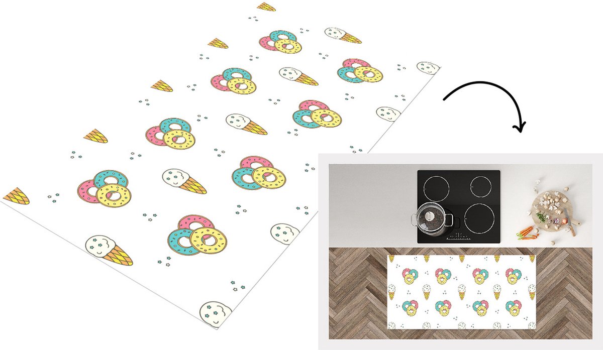 KitchenYeah Keukenloper - Loper keuken - Patronen - IJs - Donus - 120x60 cm - Keukenloper vinyl Multicolor