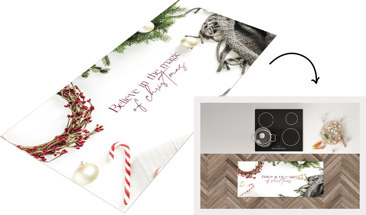 KitchenYeah Keukenloper - Loper keuken - Winter - Quote - Kerst - Kerstballen - 120x50 cm - Keukenloper vinyl Multicolor