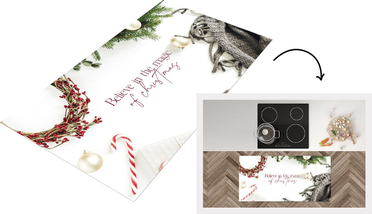 KitchenYeah Keukenloper - Loper keuken - Winter - Quote - Kerst - Kerstballen - 120x60 cm - Keukenloper vinyl Multicolor