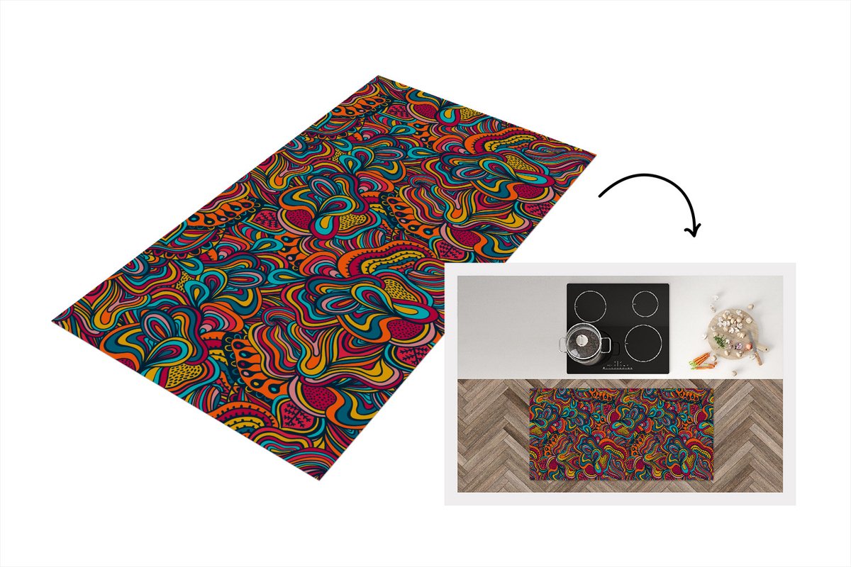 KitchenYeah Keukenloper - Loper keuken - Boho - Patronen - Abstract - Flora - Keukenloper vinyl multicolor, foto 4