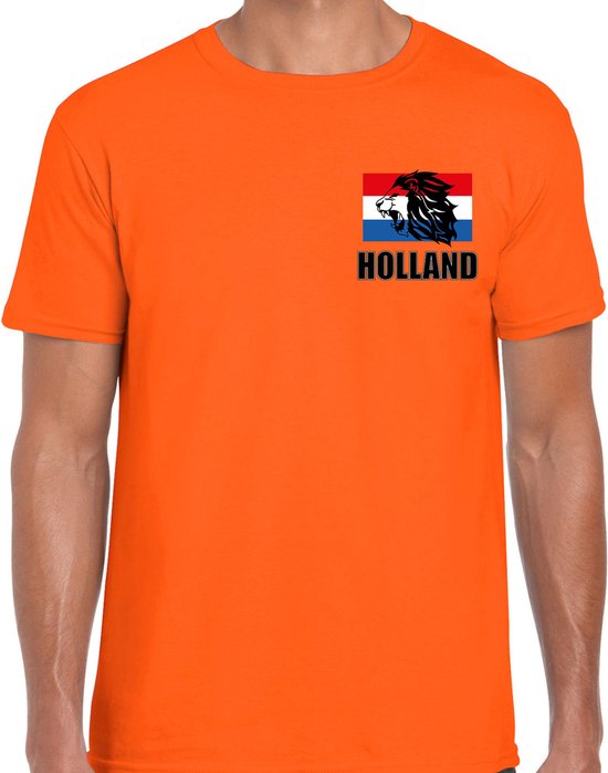 Oranje supporter t-shirt voor heren - Holland brullende leeuw embleem op  borst -... | bol