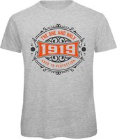1919 The One And Only | Feest Kado T-Shirt Heren - Dames | Antraciet - Oranje | Perfect Verjaardag Cadeau Shirt | Grappige Spreuken - Zinnen - Teksten | Maat 3XL