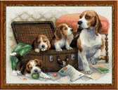 Borduurpakket Canine Family (honden) om te borduren riolis met telpatroon 1328