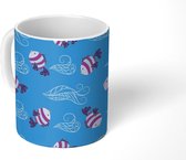 Mok - Koffiemok - Vissen - Zee - Patronen - Blauw - Mokken - 350 ML - Beker - Koffiemokken - Theemok