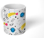 Mok - Koffiemok - Planeten - Kinderen - Doodle - Patronen - Mokken - 350 ML - Beker - Koffiemokken - Theemok