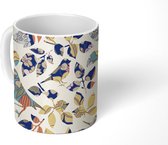 Mok - Koffiemok - Vogel - Bladeren - Bloemen - Patronen - Mokken - 350 ML - Beker - Koffiemokken - Theemok