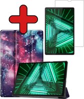 Hoes Geschikt voor Lenovo Tab M10 FHD Plus 2nd Gen Hoes Book Case Hoesje Trifold Cover Met Screenprotector - Hoesje Geschikt voor Lenovo Tab M10 FHD Plus (2e Gen) Hoesje Bookcase - Galaxy