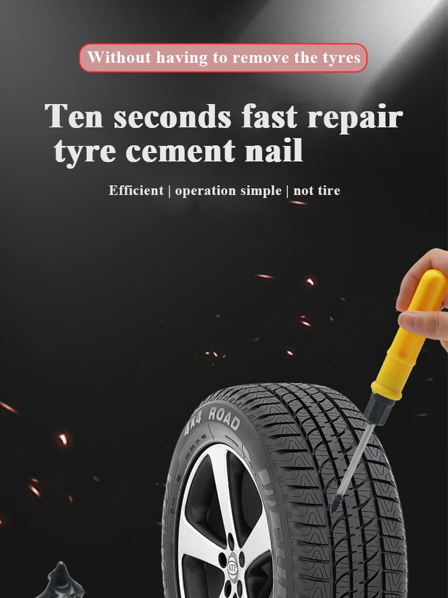 Auto en fietsband Banden reparatieset auto motor scooter scootmobiel 4 stuks - bandenplakset - proppenset - auto accessories thumbnail 6