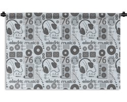 Wandkleed – Wanddoek – DJ – Koptelefoon – Vintage – Tekening – Design – 180×120 cm – Wandtapijt