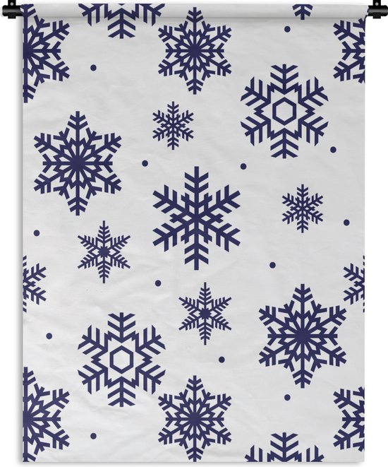 Wandkleed - Wanddoek - Sneeuwvlok - Winter - Patroon - 90x120 cm - Wandtapijt