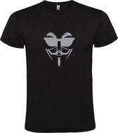 Zwart T shirt met print van " Vendetta " print Zilver size L