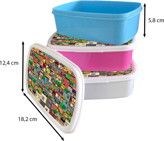 Lunchbox Rose - Lunchbox - Breadbox - Motifs - Bâtiments - Zentangle - 18x12x6 cm - Enfants - Fille