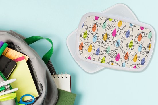 Lunch box Wit - Lunch box - Boîte à pain - Pastel - Parapluie - Motifs - 18x12x6 cm - Adultes
