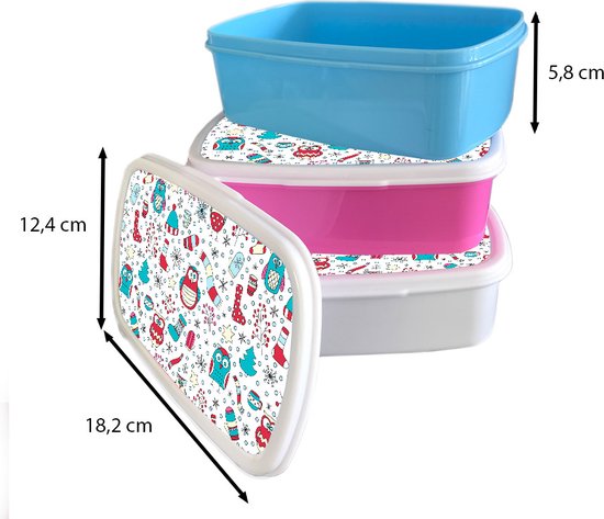 Lunchbox Rose - Lunchbox - Boîte à pain - Motifs - Hibou - Noël - 18x12x6 cm - Enfants - Fille