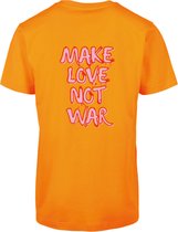 T-shirt oranje XL - Make love not war - soBAD.