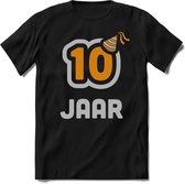 10 Jaar Feest kado T-Shirt Heren / Dames - Perfect Verjaardag Cadeau Shirt - Goud / Zilver - Maat S