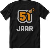 51 Jaar Feest kado T-Shirt Heren / Dames - Perfect Verjaardag Cadeau Shirt - Goud / Zilver - Maat L