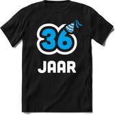 36 Jaar Feest kado T-Shirt Heren / Dames - Perfect Verjaardag Cadeau Shirt - Wit / Blauw - Maat L