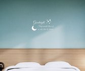 Stickerheld - Muursticker "Goodnight. Sleep awaits those of us who dare to dream" Quote - Slaapkamer - inspirerend - Engelse Teksten - Mat Wit - 27.5x53.4cm