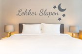 Stickerheld - Muursticker Lekker slapen - Slaapkamer - Droom zacht - Sweet dreams - Nederlandse Teksten - Mat Donkergrijs - 55x155.1cm