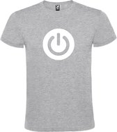 Grijs T-shirt ‘Power Button’ Wit Maat XXL