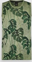 Singlet Crew Allover Print Leaf Men T.Shirt | Bronze Green