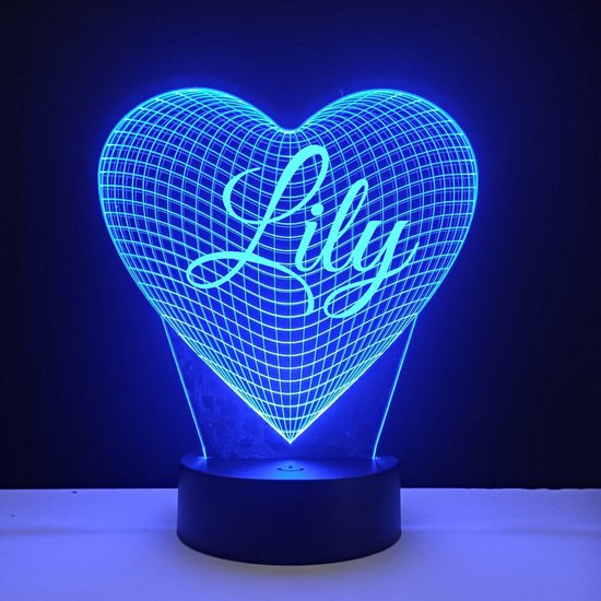 3D LED Lamp - Hart Met Naam - Lily