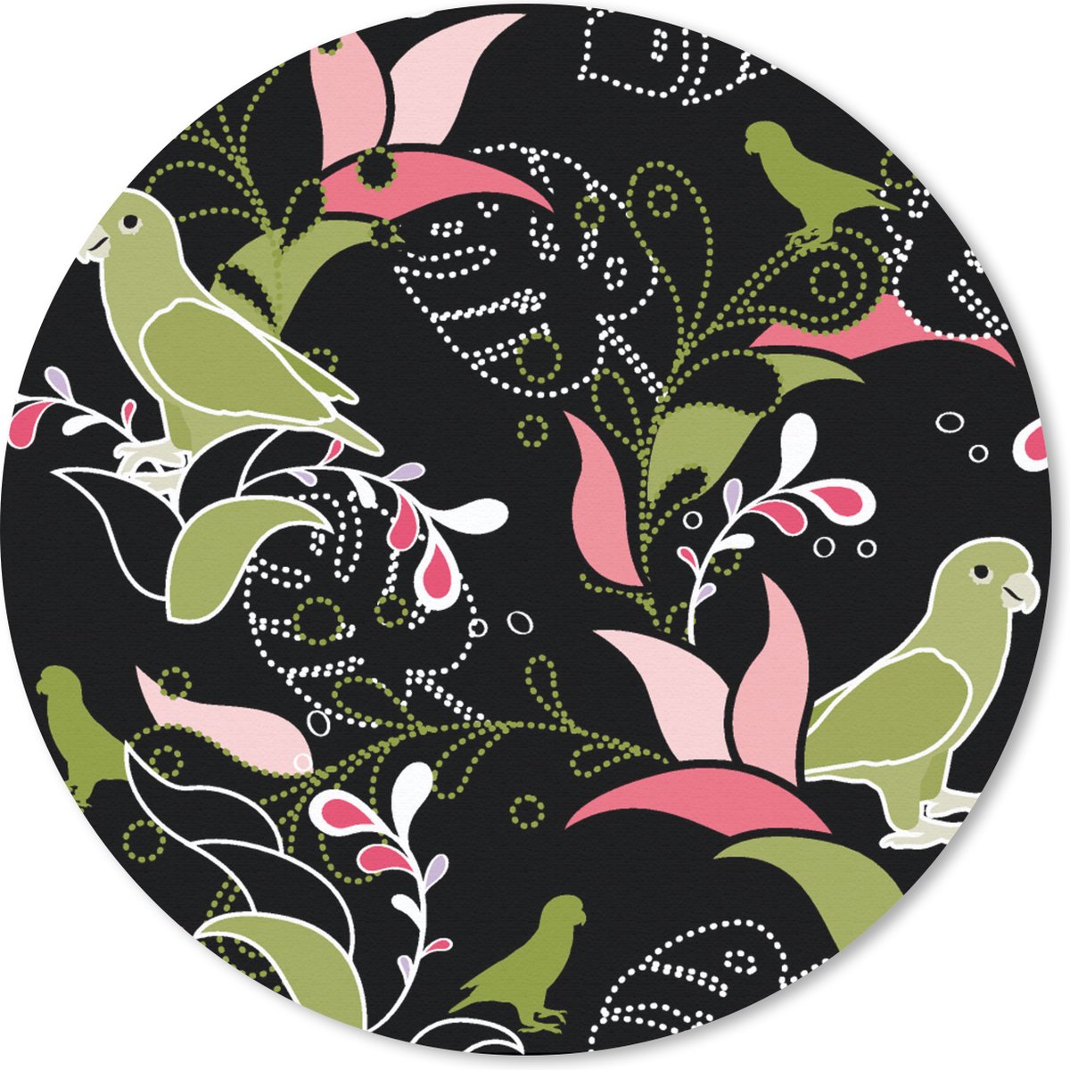 Muismat rond 50x50 cm - Mousepad Jungle - Vogel - Patronen - Ronde muismatten