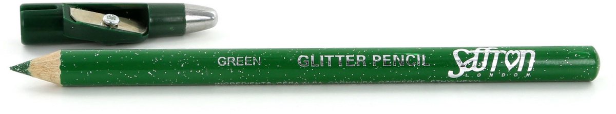 Saffron Glitter Oogpotlood - Green (met puntenslijper)