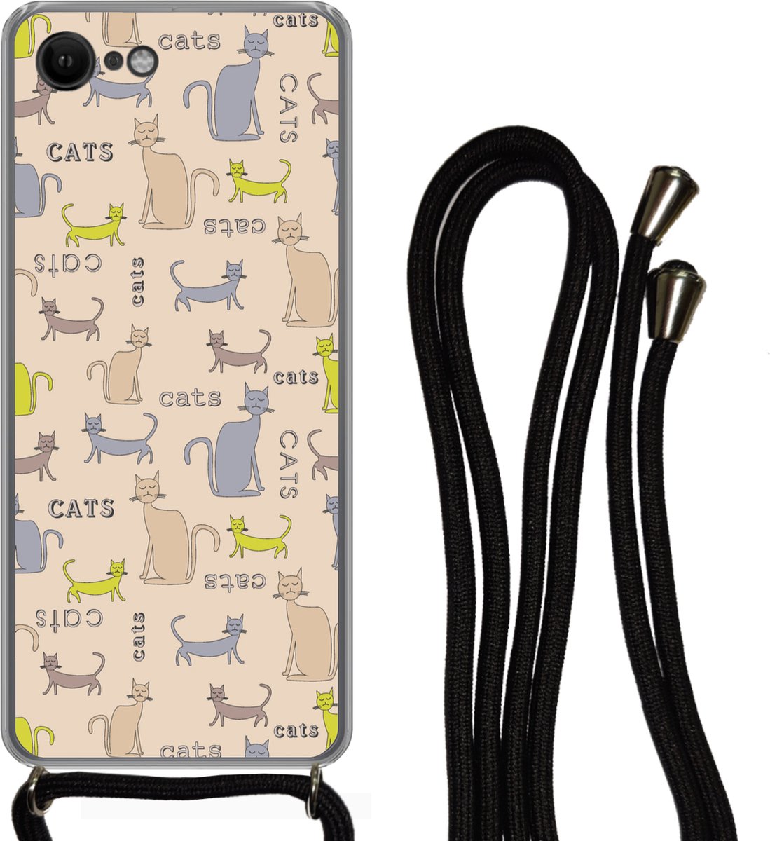 Telefoonhoesje Geschikt voor iPhone 8 - Patronen - Kat - Quote - Jongens - Meisjes - Kinderen - Kindje - Siliconen - Crossbody - Backcover met Koord - Telefoonhoesje met koord - Hoesje met touw Telefoonhoesje
