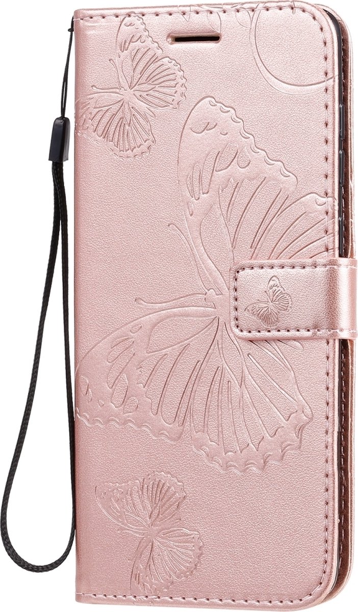 Mobigear Telefoonhoesje geschikt voor Samsung Galaxy A71 Hoesje | Mobigear Butterfly Bookcase Portemonnee | Pasjeshouder voor 2 Pasjes | Telefoonhoesje voor Pinpas / OV Kaart / Rijbewijs - Roségoud