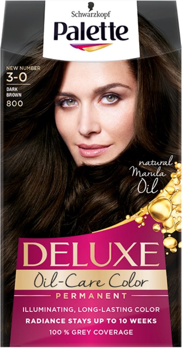 Palette - Deluxe Oil-Care Hair Dye Permanently Coloring Made Of Micro-Oil 800 Dark Brown