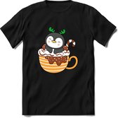 Pinguin Buddy Kerst T-shirt | Groen | Jongens / Meisjes | Grappige Foute kersttrui Shirt Cadeau | Kindershirt | Leuke Elf, Rendier, Kerstboom en Kerstballen Ontwerpen. Maat 104