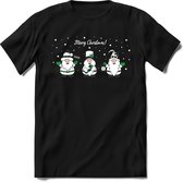 Glitter Kerst Buddy's - T-Shirt - Dames - Rood - Maat S