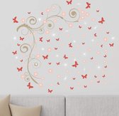 decoratiesticker Vlinders 110 x 97 cm roze 3-delig