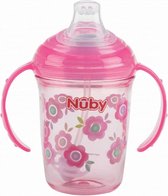 antilekbeker Flowers met handvatten tritan 240ml roze 6m+