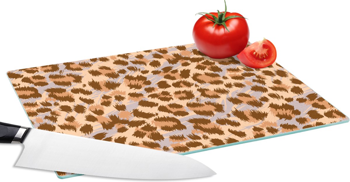 Glazen Snijplank - 28x20 - Dierenprint - Panter - Bruin - Patronen - Snijplanken Glas