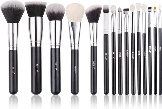 Beili Professionele make up kwasten set – 15 delig – Met foundation kwast – Met poeder kwast – Met oogschaduw kwast