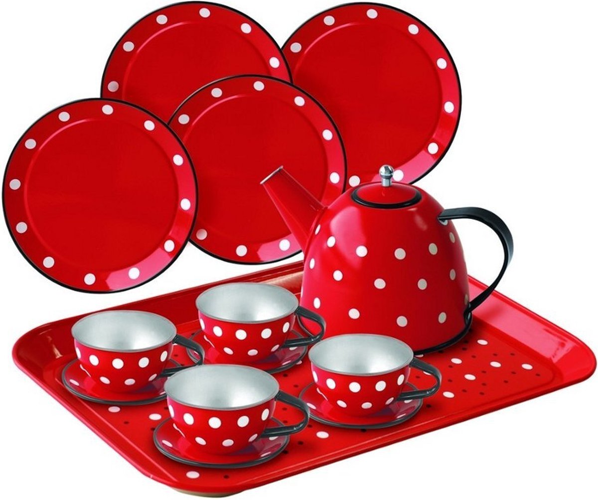 Simply for Kids Tinnen Theeservies Polkadot met Koffertje