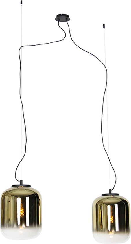 QAZQA bliss - Lampe à suspension Design pour dessus de table à manger | en salle à manger - 2 lumières - L 1500 mm - Or/ laiton - Salon | Chambre à coucher | Cuisine