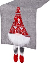 Springos Tafelloper Kerst | Tafelkleed Kerst | Gnoom | 180 x 33 cm | Grijs