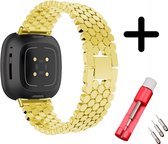 Fitbit Sense bandje staal goud vispatroon + toolkit