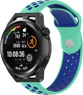 Siliconen Smartwatch bandje - Geschikt voor Strap-it Huawei Watch GT Runner sport band - aqua/blauw - GT Runner - 22mm - Strap-it Horlogeband / Polsband / Armband