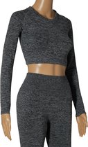 Xtreme Sportswear Crop Sporttop lange mouwen Dames Antraciet Melange