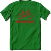 Amsterdam Fiets Stad T-Shirt | Souvenirs Holland Kleding | Dames / Heren / Unisex Koningsdag shirt | Grappig Nederland Fiets Land Cadeau | - Donker Groen - 3XL