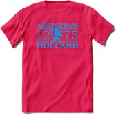 Amsterdam T-Shirt | Souvenirs Holland Kleding | Dames / Heren / Unisex Koningsdag shirt | Grappig Nederland Fiets Land Cadeau | - Roze - XL