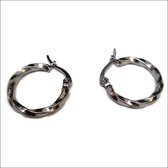 Aramat jewels ® - Gedraaide oorringen 20mm x 2,5mm zilverkleurig staal