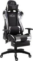 CLP Turbo Bureaustoel - Met voetsteun zwart/wit Kunstleer (metallic)