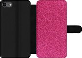 Bookcase Geschikt voor iPhone SE 2020 telefoonhoesje - Roze - Abstract - Design - Met vakjes - Wallet case met magneetsluiting